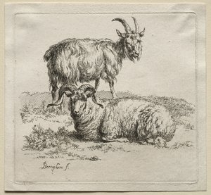 Ram ve Keçi. by Nicolaes Pietersz. Berchem