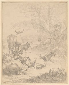 dinlenme sürüsü by Nicolaes Pietersz Berchem
