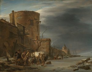 Kışın Haarlem Şehir Duvarı by Nicolaes Pietersz Berchem