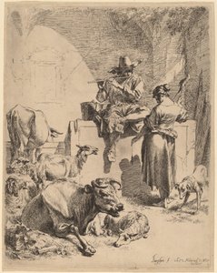 Çeşmede Oturan Çoban ve Dönücü by Nicolaes Pietersz Berchem