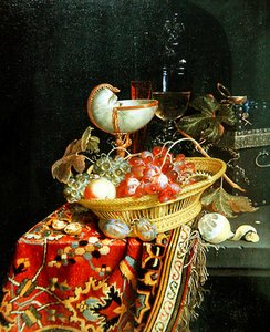 Bir Sepet ve Nautilus Fincanındaki Meyvelerden Bir Natürmort by Nicolaes Van Gelder