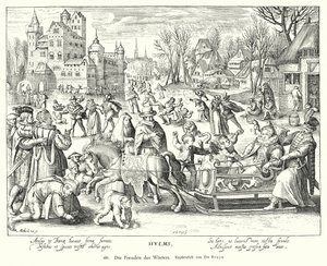 Kışın sevinçleri (bakır oyma) by Nicolaes de (after) Bruyn