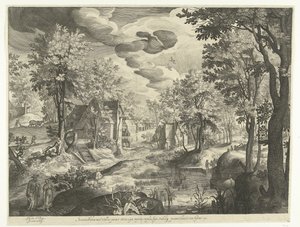 Hacer ve İsmail ile Manzara by Nicolaes de Bruyn