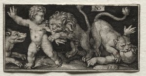 Çocuklara Saldıran Aslanlar by Nicolaes de Bruyn