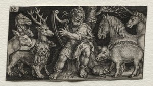 Hayvanları Büyüleyen Orpheus, 1594. by Nicolaes de Bruyn