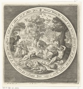 Yaratılışın Altıncı Günü: Tanrı, Hayvanları ve Adem ile Havva'yı Yaratılıştan Cennetten Kovulmaya Kadar Yaratır (dizi başlığı) by Nicolaes de Bruyn