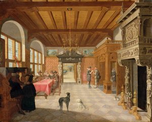 Figürlü Bir Salonun İçi, 1621 by Nicolaes de Gyselaer