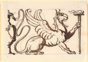 Bir meşale tutan bir griffin by Nicolai Abildgaard