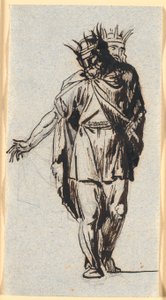 Eski bir İskandinav (?) Kraliyet figürü, başında bir taç ile ayakta by Nicolai Abildgaard