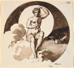 Cuma. Ayna ve mücevher kutusu ile oturan Venüs by Nicolai Abildgaard