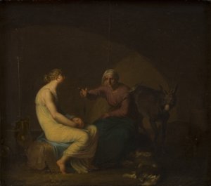 Hırsız çetesinin hizmetçisi, Cupid ve Psyche efsanesini anlatarak genç kızı teselli eder. Apulejus