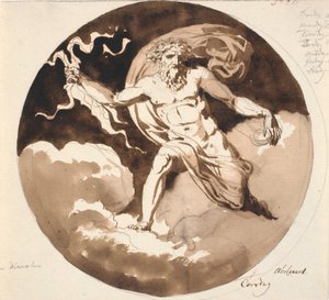 Perşembe. Sağ elinde yıldırım olan Jüpiter by Nicolai Abildgaard