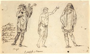 Üç erkek figürü. Televizyon. önceki yapraktaki Braga figürüne benzer by Nicolai Abildgaard