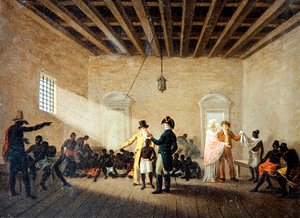 Köle Tüccarları ile Bir İç Mekan (tuval üzerine yağlı boya) by Nicolas Antoine Taunay