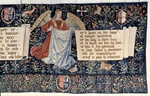 Vahiyin Asılması (1373-1383), Tutkunun aletlerini taşıyan melekler. Nicolas Bataille