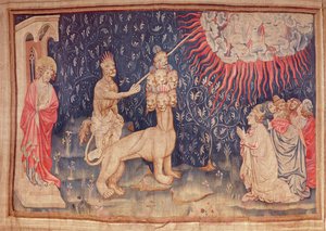 Dünya Canavarı, Apocalypse Goblen of Angers, 1373-87'den (goblen) gökten ateş yağdırıyor
