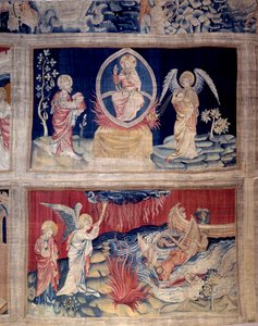 Vahiy perdesi (1373 -1383), no. 15 ve 18: Tanrı ve Aziz John felaketi gördüklerinde ağlarlar. Nicolas Bataille