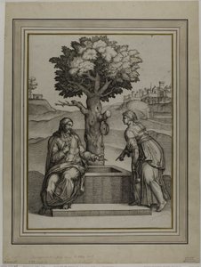 İsa ve Samiriyeli Kadın by Nicolas Beatrizet