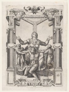 Haç Önünde Meleklerle Pietà, 1547., 1547. by Nicolas Beatrizet