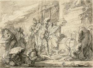 Anchises Mezarı'ndaki Aeneas (rekto); Aeneas, Anchises Cildinde (verso) by Nicolas Bernard Lepicie
