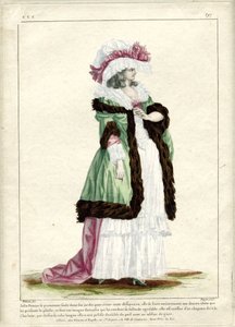 Gallerie des Modes et Costumes Francais, 1785, CCC 297: Yalnız yürüyen güzel kadın... by Nicolas Dupin