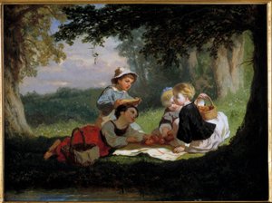 Le gouter champetre Boyama Nicolas Gabe (1814-1865) 19. yüzyıl Özel Koleksiyon by Nicolas Edward Gabe