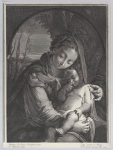 Uyuyan İsa çocuğuyla Bakire, 1708., 1708. by Nicolas Etienne Edelinck