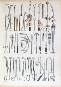 Bademcik ameliyatları için cerrahi aletler, Jean-Baptiste Marc Bourgery (1797-1849) 1866-67