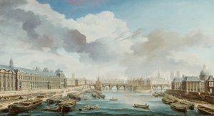 Louvre, Pont-Neuf ve Collège des Quatre-Nations, 1755. by Nicolas Jean Baptiste Raguenet