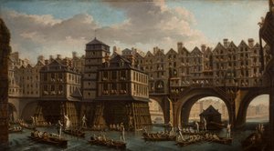 Denizciler Jousting, Pont Notre Dame ve Pont-Au-Change Arasında, Paris, 1756. by Nicolas Jean Baptiste Raguenet
