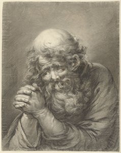 Elleri katlanmış sakallı yaşlı adam by Nicolas Joseph Delin