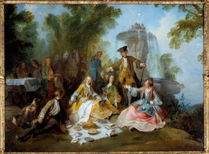 Av yemeği. Nicolas Lancret'in (1690-1743) tablosu by Nicolas Lancret