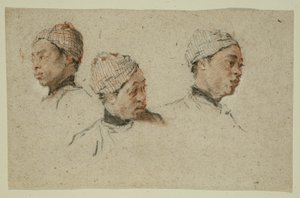 Sarıklı Bir Siyah Adamın Başına İlişkin Üç Çalışma by Nicolas Lancret