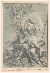Diana olarak Endymion Diana ve Endimion (nesne üzerindeki başlık) Kabine Crozat (seri başlığı) Fransa'daki en güzel resimlerden ve en güzel tasarımlardan baskı koleksiyonu (seri başlığı) by Nicolas LeSueur