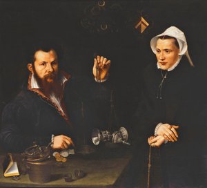 Bir Essai Ustası ve Karısının Portresi, yarım boy, c.1561-7
