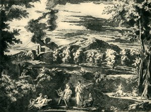 Orpheus ve Eurydice ile manzara, 17. yüzyılın ortaları, 1943. by Nicolas Poussin