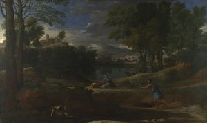 Yılan tarafından öldürülen bir adamın olduğu manzara, 1648 by Nicolas Poussin