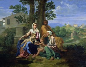 SS ile Kutsal Aile. John, Elizabeth ve Bebek Vaftizci Yahya by Nicolas Poussin