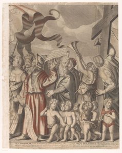 Eski ve Yeni Ahit'ten Figürlerle Mesih'in Zafer Alayı (Dördüncü Bölüm) Le triomphe de Jesus Christ (nesne üzerindeki başlık) by Nicolas de Larmessin (I)