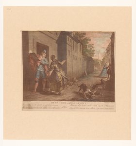 Straatgezicht bir araya geldi adam boek ile tanıştı Ya da asla her şeyi bilme (nesne üzerine başlık) Fabels van Jean de La Fontaine (dizi başlığı) La Fontaine Masalları için Yeni Baskılar Paketi (dizi başlığı) by Nicolas de Larmessin (III)
