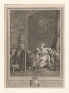 mutlu an Slaapkamerinterieur met koppel op yatak Mutlu an (nesne üzerindeki başlık) by Nicolas de Launay (goudsmid)