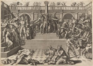 Masumların Katliamı by Nicolaus Beatrizet, after Marco Dente, after Baccio Bandinelli