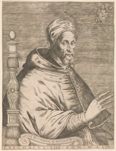 Oturan Papa Gregory XIV portresi Gregory XIII Pon. maks. (nesne üzerindeki başlık) by Nicolaus van Aelst (attributed to)