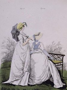 Sabah elbiseleri, incir. Nikolaus Heideloff'un "Moda Galerisi" Cilt II, Haziran 1802'den 338 ve 339 (baskı) by Nicolaus von Heideloff