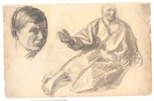 İsa figürü ve bir kafa by Niels Larsen Stevns