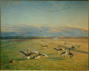 Sonbahar treni. Yaban kazları ve evcil kazlar by Niels Pedersen Mols