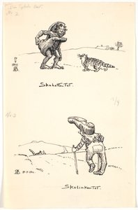 "Şişman Kedi"nin iki taslağı by Niels Skovgaard