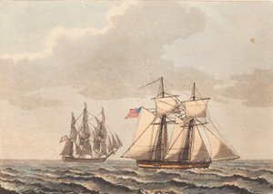 Yan rüzgarlar için bir Danimarka gemisi ve bir Amerikan yelkenlisi by Niels Truslew