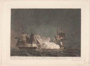 Lougen hücresi ile bir İngiliz gemisi arasındaki savaş, 14 Mart 1808 by Niels Truslew