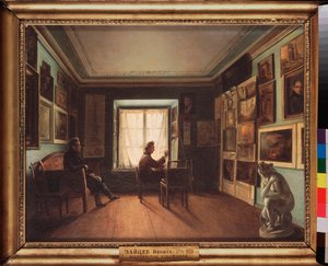 Ressamın atölyesi - Nikita Zaytsev (1787-1828), tuval üzerine yağlı boya, 1820 dolaylarında Rus sanatı 19. yüzyıl - Devlet Tretyakov Galerisi, Moskova by Nikita Zaytsev